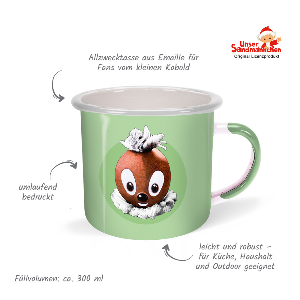 Weitere Ansicht: Trötsch Unser Sandmännchen Emailletasse Pittiplatsch