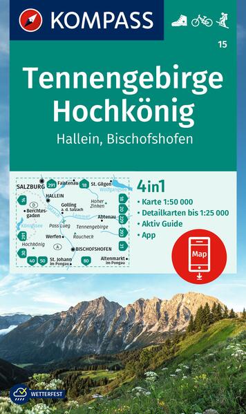Produktbild: KOMPASS Wanderkarte 15 Tennengebirge, Hochkönig, Hallein, Bischofshofen 1:50.000