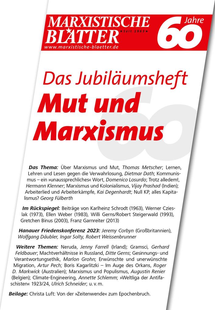 Produktbild: Das Jubiläumsheft - Mut und Marxismus