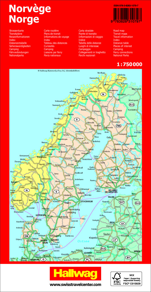 Weitere Ansicht: Hallwag Strassenkarte Norwegen 1:750.000