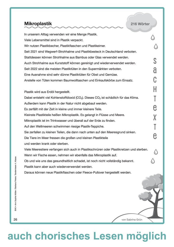 Weitere Ansicht: Tandemlesen 4. Klasse | Ann Sophie Müller, Barbara Peters