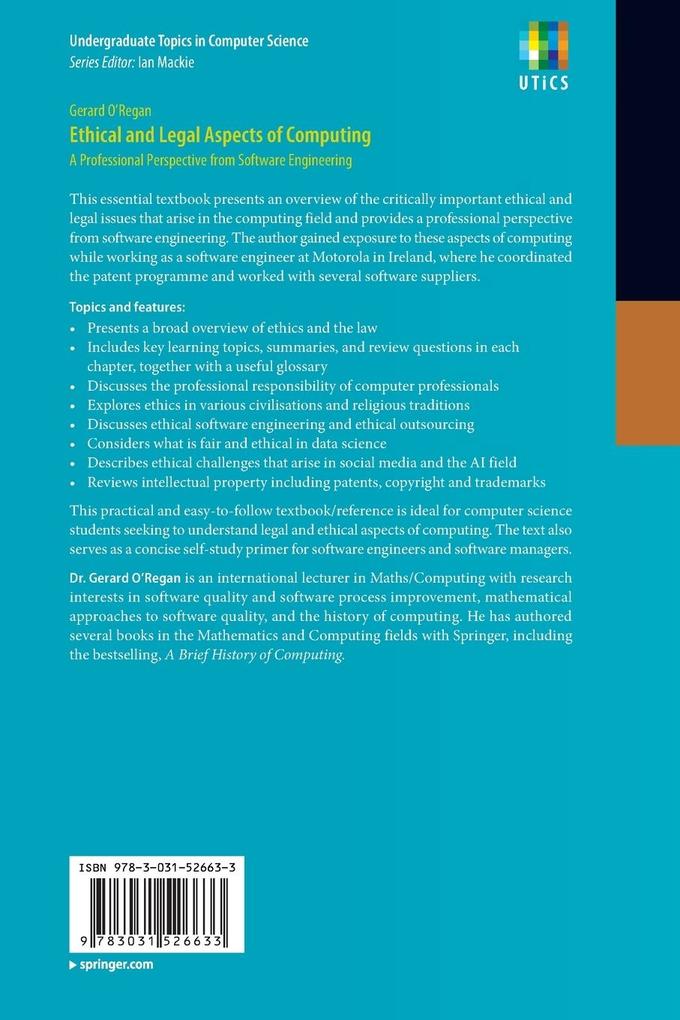 Weitere Ansicht: Ethical and Legal Aspects of Computing | Gerard O'Regan