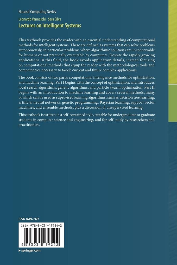 Weitere Ansicht: Lectures on Intelligent Systems | Leonardo Vanneschi, Sara Silva