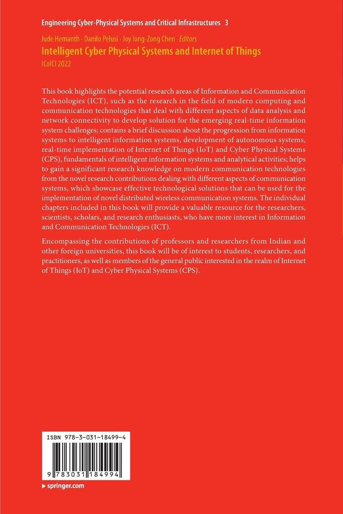 Weitere Ansicht: Intelligent Cyber Physical Systems and Internet of Things