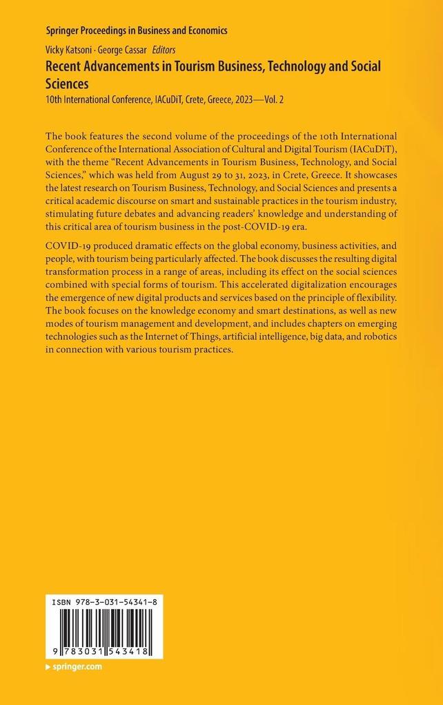Weitere Ansicht: Recent Advancements in Tourism Business, Technology and Social Sciences