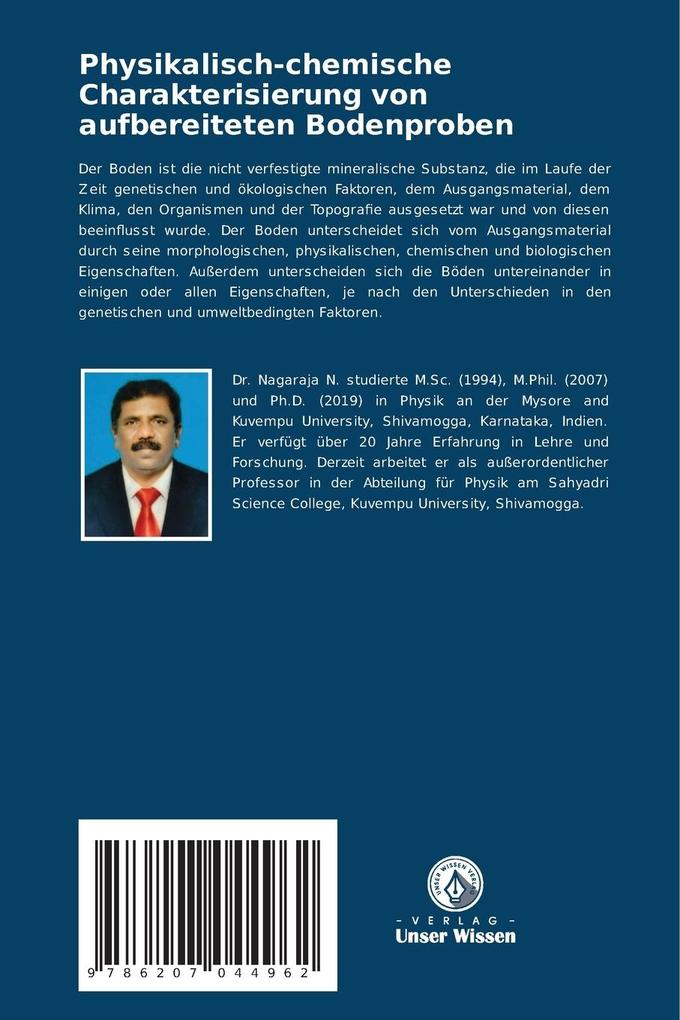 Weitere Ansicht: Physikalisch-chemische Charakterisierung von aufbereiteten Bodenproben | Nagaraja N