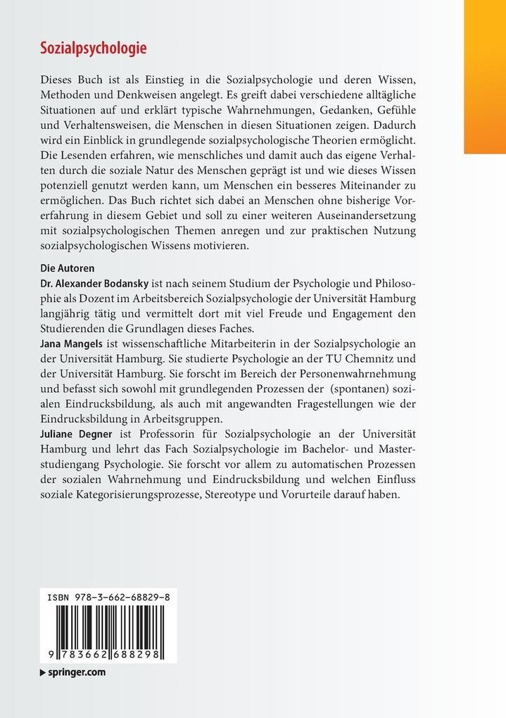 Weitere Ansicht: Sozialpsychologie | Juliane Degner, Jana Mangels, Alexander Bodansky