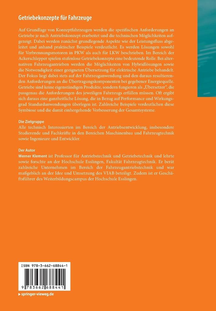 Weitere Ansicht: Getriebekonzepte für Fahrzeuge | Werner Klement