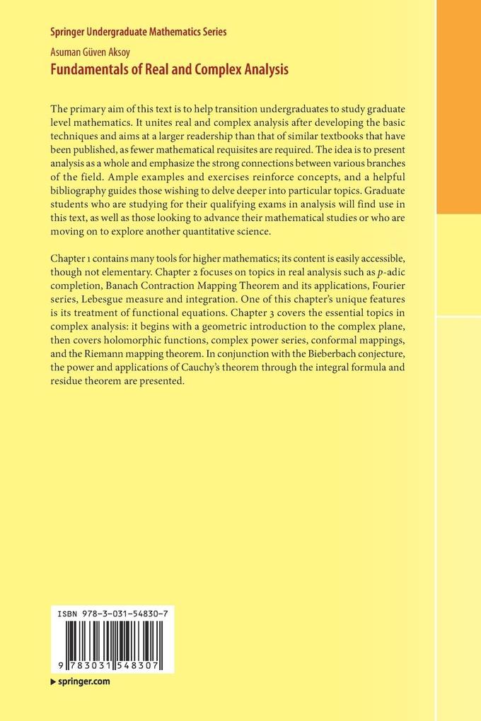 Weitere Ansicht: Fundamentals of Real and Complex Analysis | Asuman Güven Aksoy