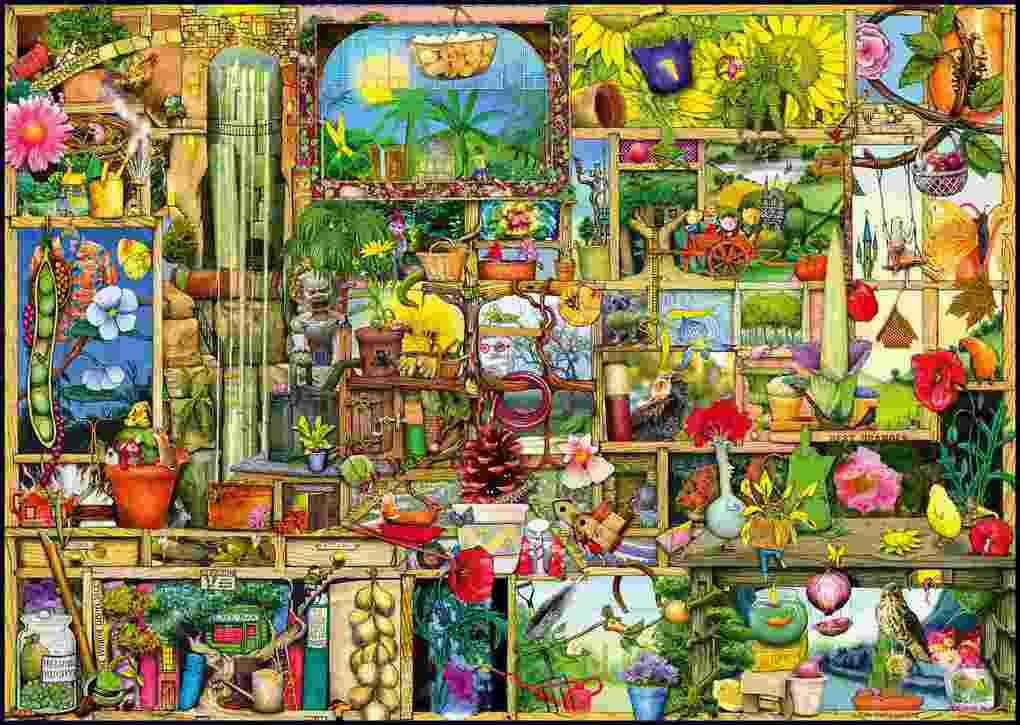Weitere Ansicht: Erwachsenenpuzzle 1000 Teile - Colin Thompson: Grandioses Gartenregal