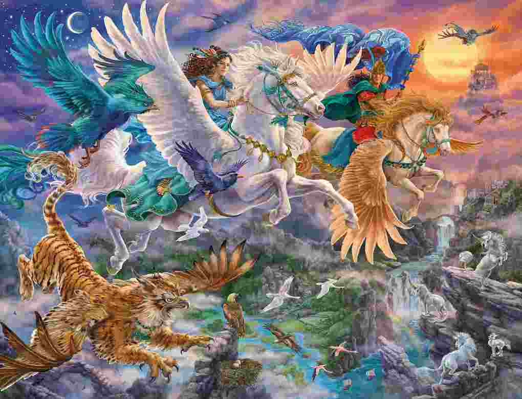 Weitere Ansicht: Erwachsenenpuzzle 2000 Teile - Auf dem Pegasus durch die Lüfte