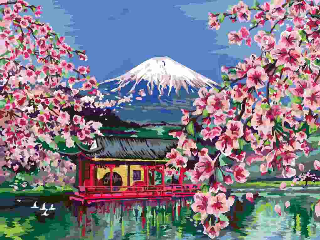 Weitere Ansicht: CreArt, Malen nach Zahlen Canvas Leinwand - Japanische Kirschblüten