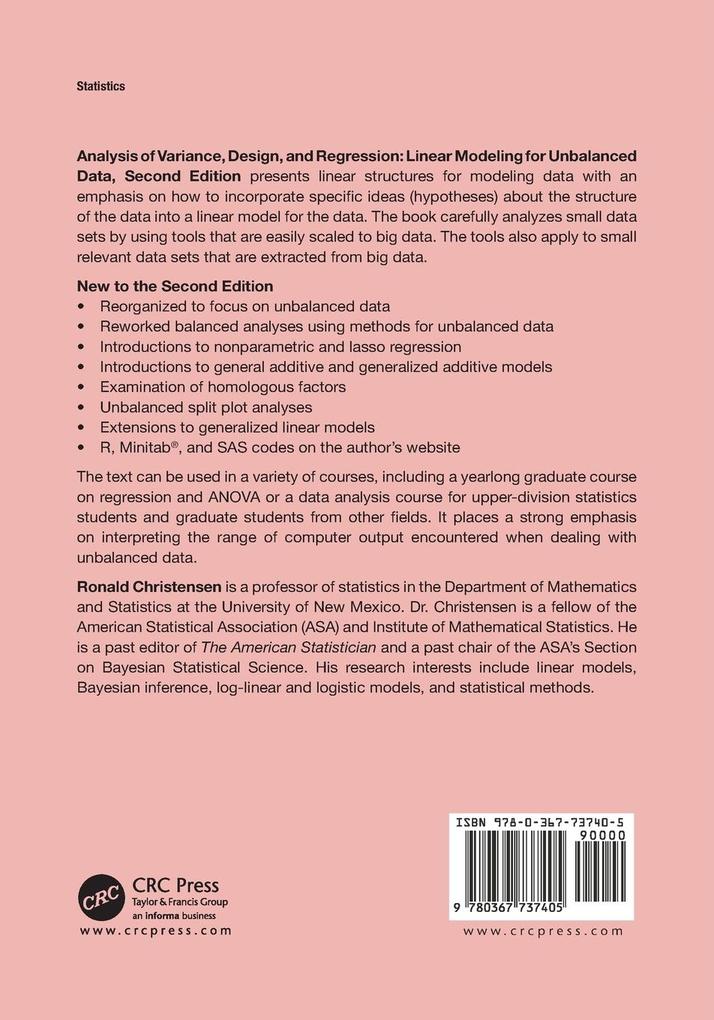 Weitere Ansicht: Analysis of Variance, Design, and Regression | Ronald Christensen