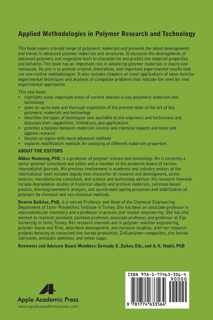 Weitere Ansicht: Applied Methodologies in Polymer Research and Technology