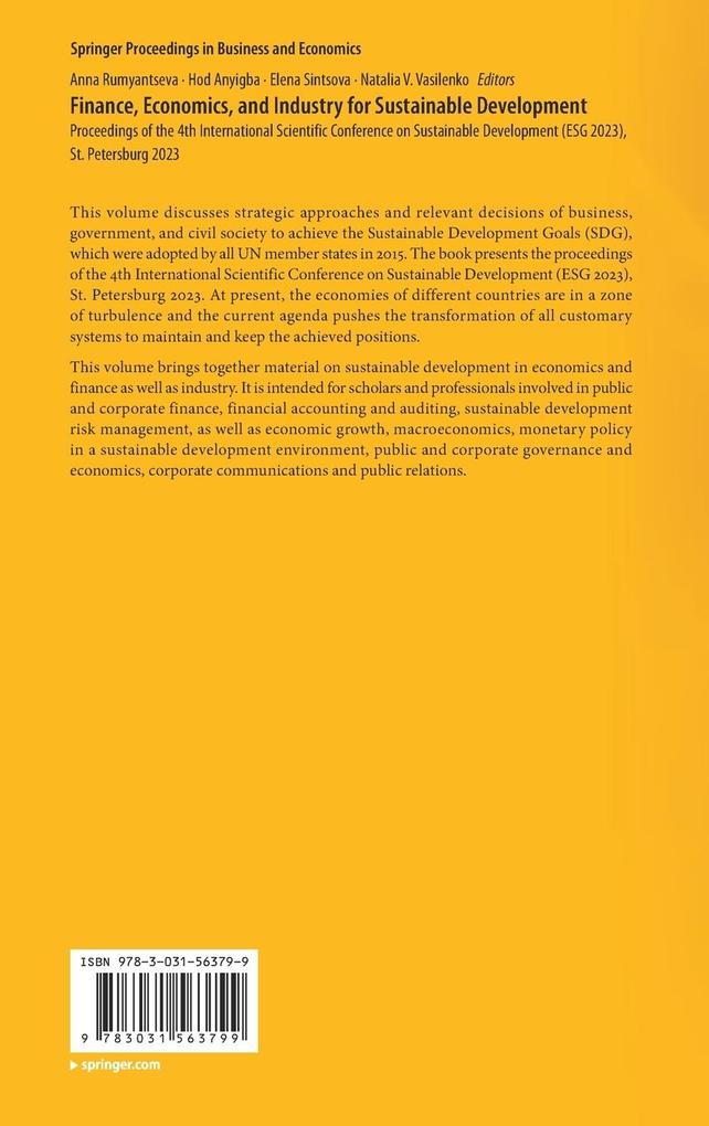 Weitere Ansicht: Finance, Economics, and Industry for Sustainable Development