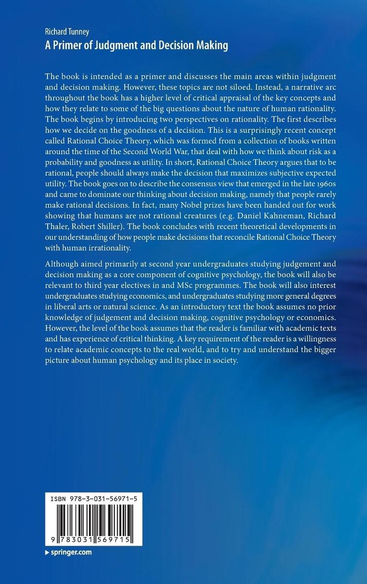 Weitere Ansicht: A Primer of Judgment and Decision Making | Richard Tunney