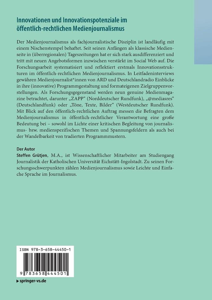 Weitere Ansicht: Innovationen und Innovationspotenziale im öffentlich-rechtlichen Medienjournalismus | Steffen Grütjen