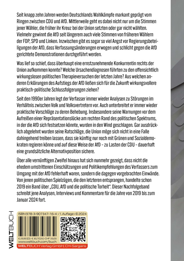 Weitere Ansicht: CDU, AfD und noch mehr politische Torheiten | Werner J. Patzelt