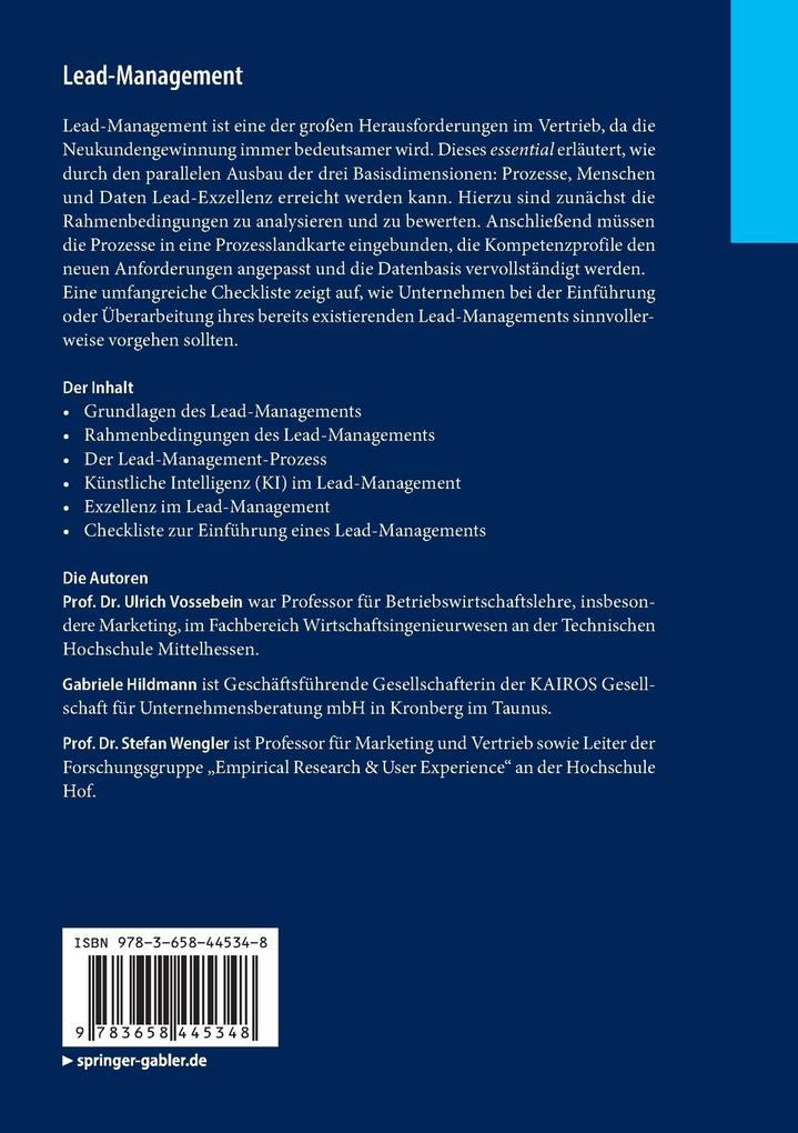 Weitere Ansicht: Lead-Management | Ulrich Vossebein, Gabriele Hildmann, Stefan Wengler