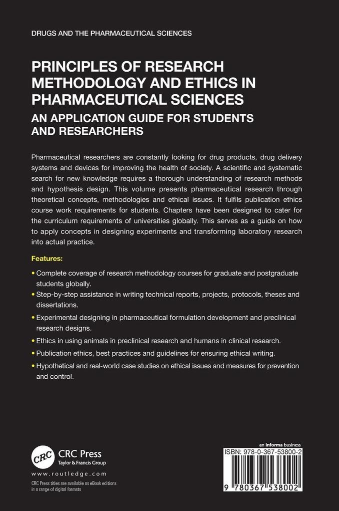 Weitere Ansicht: Principles of Research Methodology and Ethics in Pharmaceutical Sciences