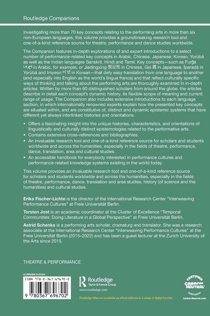 Weitere Ansicht: The Routledge Companion to Performance-Related Concepts in Non-European Languages