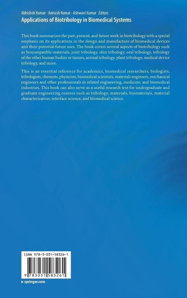 Weitere Ansicht: Applications of Biotribology in Biomedical Systems