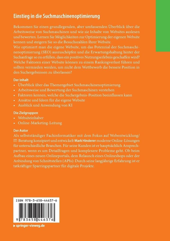 Weitere Ansicht: Einstieg in die Suchmaschinenoptimierung | Mark Hinderer