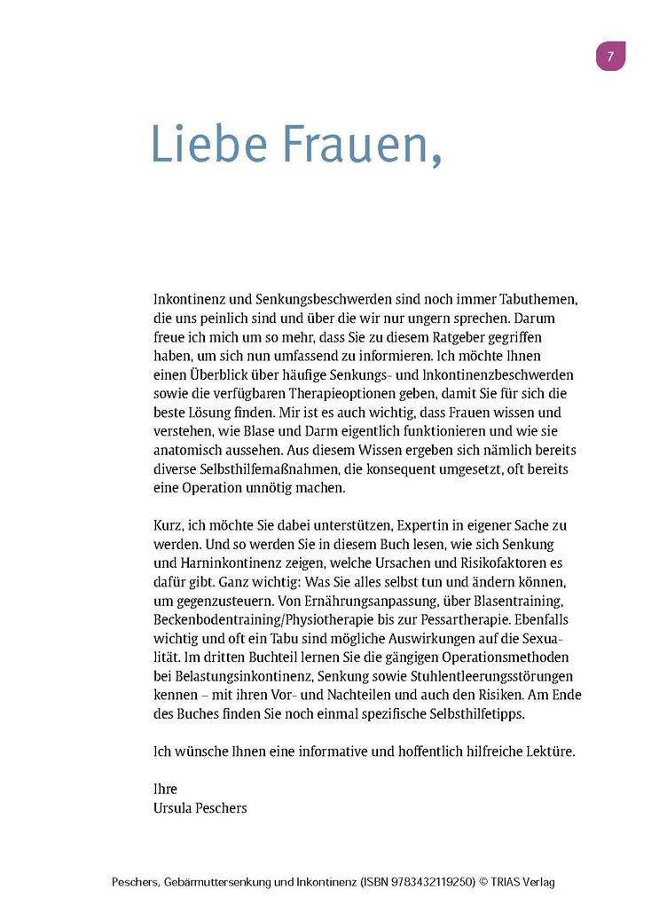 Weitere Ansicht: Frauengesundheit: Gebärmuttersenkung und Inkontinenz | Ursula Peschers