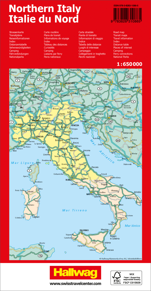 Weitere Ansicht: Hallwag Strassenkarte Italien Nord 1:650.000