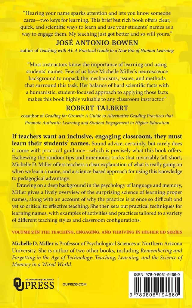 Weitere Ansicht: A Teacher's Guide to Learning Student Names | Michelle D. Miller