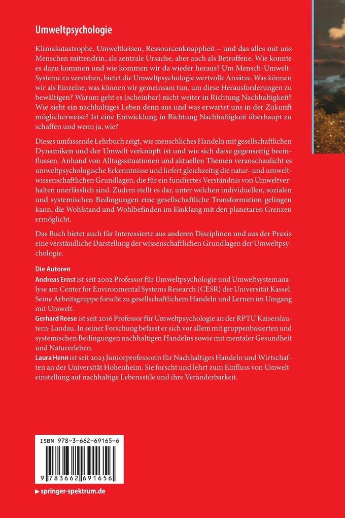 Weitere Ansicht: Umweltpsychologie | Andreas Ernst, Gerhard Reese, Laura Henn