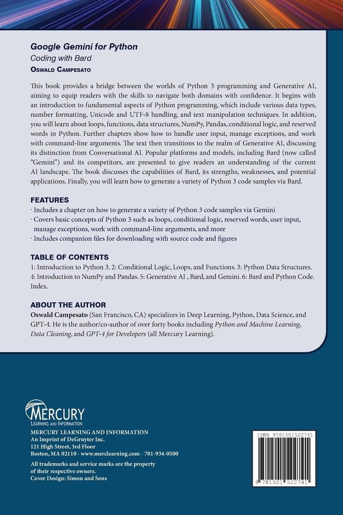 Weitere Ansicht: Google Gemini for Python | Oswald Campesato