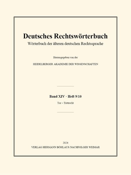 Produktbild: Deutsches Rechtswörterbuch Band XIV, Heft 9/10