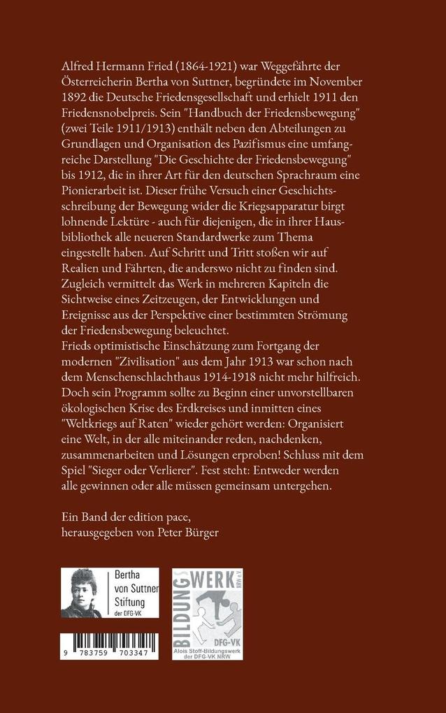 Weitere Ansicht: Geschichte der Friedensbewegung | Alfred H. Fried