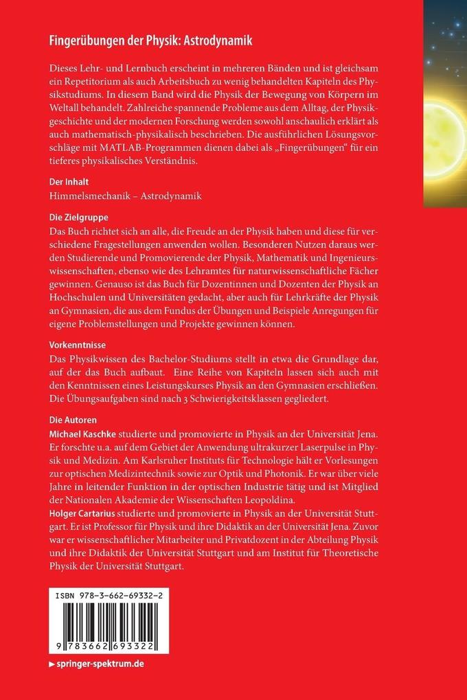 Weitere Ansicht: Fingerübungen der Physik: Himmelsmechanik - Astrodynamik | Michael Kaschke, Holger Cartarius