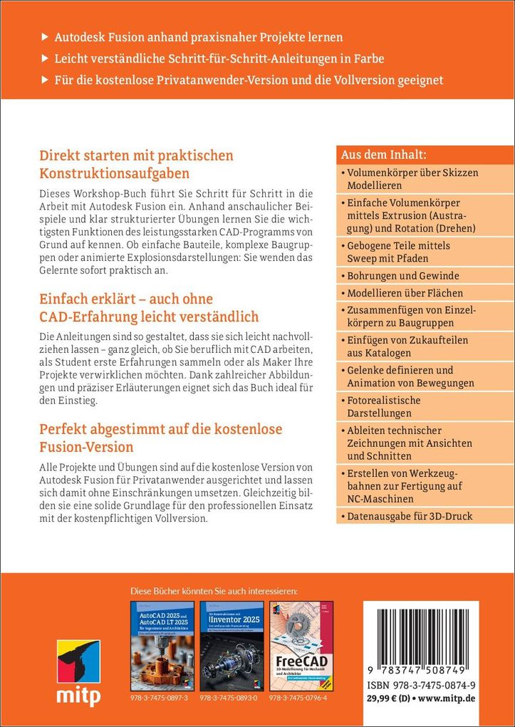 Weitere Ansicht: Autodesk Fusion - Der praktische Einstieg in die 3D-Modellierung | Detlef Ridder
