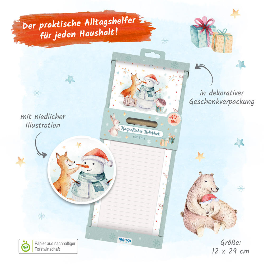 Weitere Ansicht: Trötsch Notizblock mit Stift und Magnet Winterwald