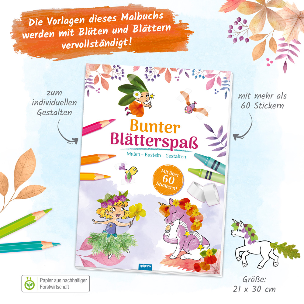 Weitere Ansicht: Trötsch Malbuch Bastelbuch Bunter Blätterspaß Feen Malen Basteln Gestalten