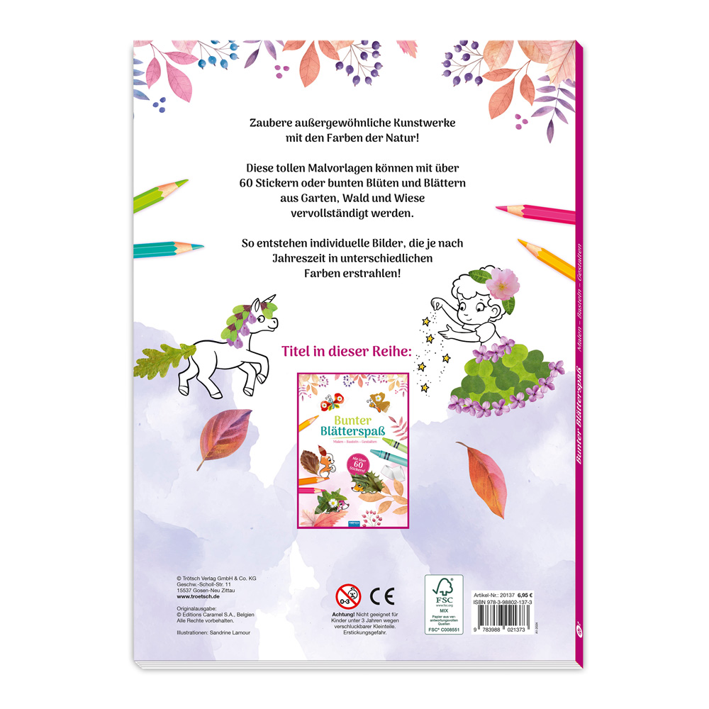 Weitere Ansicht: Trötsch Malbuch Bastelbuch Bunter Blätterspaß Feen Malen Basteln Gestalten