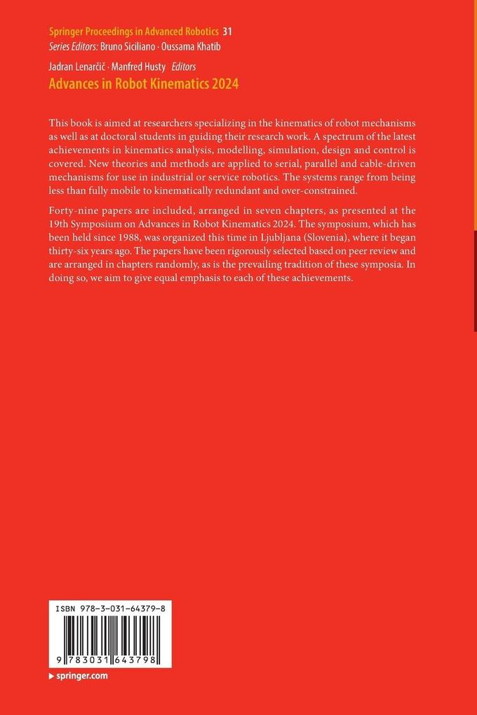 Weitere Ansicht: Advances in Robot Kinematics 2024