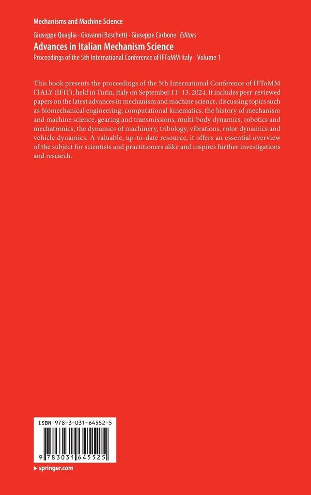 Weitere Ansicht: Advances in Italian Mechanism Science