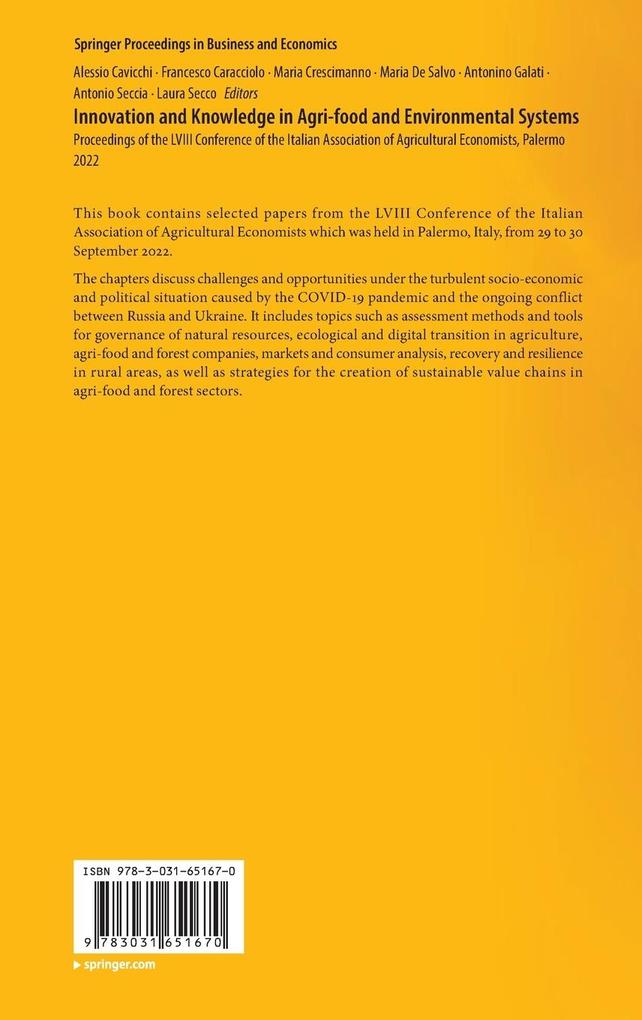 Weitere Ansicht: Innovation and Knowledge in Agri-food and Environmental Systems