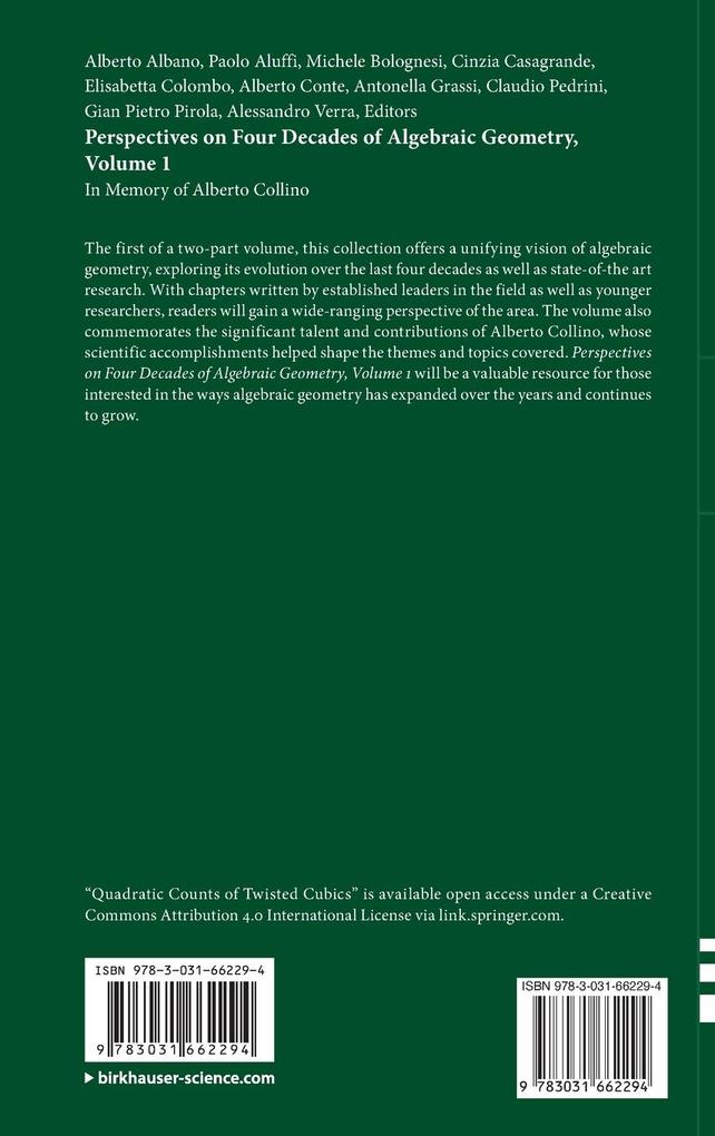 Weitere Ansicht: Perspectives on Four Decades of Algebraic Geometry, Volume 1