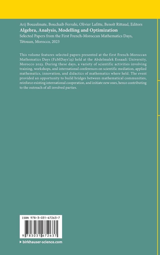 Weitere Ansicht: Algebra, Analysis, Modelling and Optimization