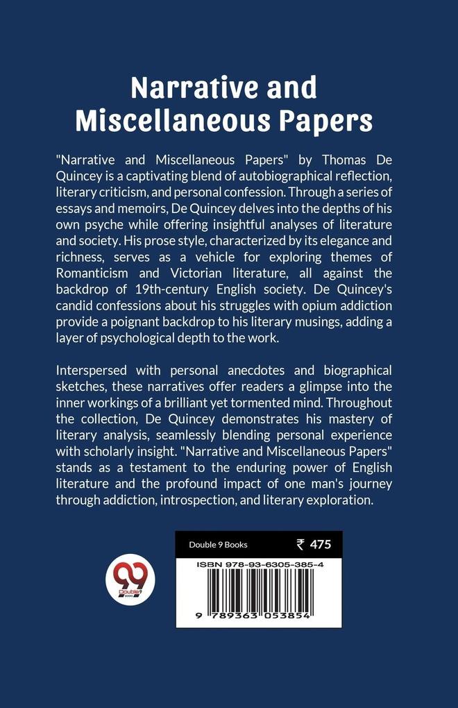 Weitere Ansicht: Narrative and Miscellaneous Papers | Thomas De Quincey