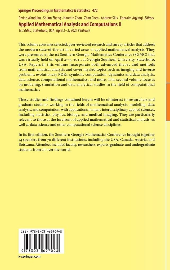 Weitere Ansicht: Applied Mathematical Analysis and Computations II