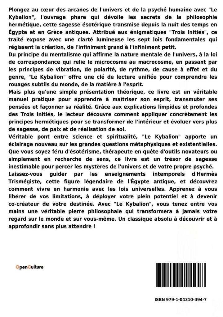 Weitere Ansicht: Le Kybalion : Étude sur la philosophie hermétique de l'ancienne Égypte et de l'ancienne Grèce | Trois Initiés