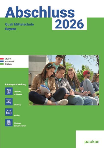 Produktbild: Abschluss 2026 - Quali 9 Mittelschule Bayern - Aufgabenband - Original- und Musterprüfungen mit Trainingsteil für die Fächer Deutsch, Mathematik und Englisch | Bergmoser + Höller Verlag AG