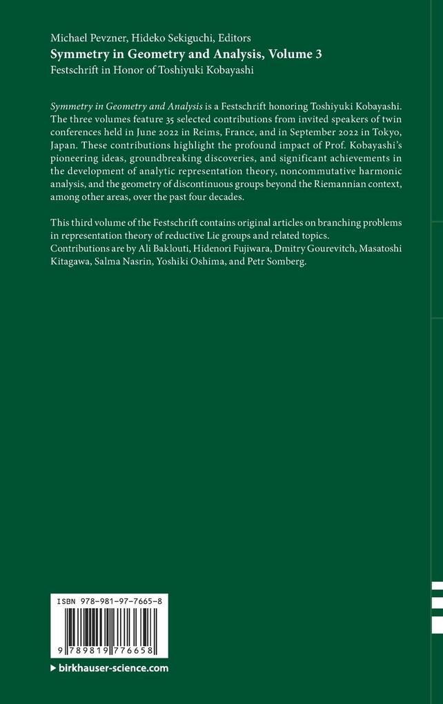 Weitere Ansicht: Symmetry in Geometry and Analysis, Volume 3