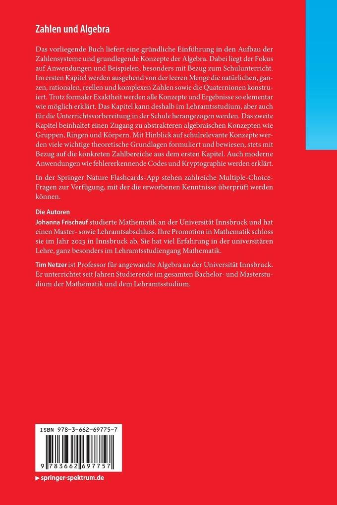 Weitere Ansicht: Zahlen und Algebra | Johanna Frischauf, Tim Netzer